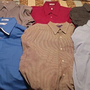 6 dress shirts for men various size 17 Pierre cardin izod stafford clothing